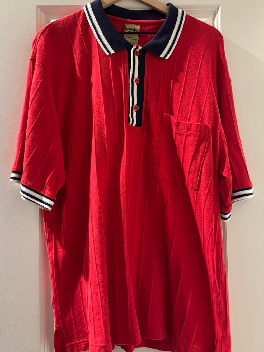 Scandia Red Polo with Contrast Navy Trim - Men